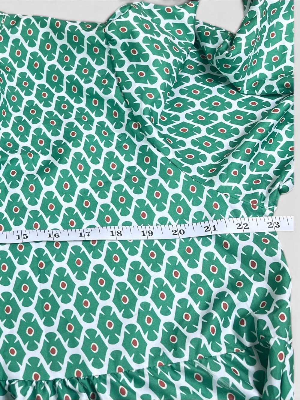 Boho Green & White Geometric Print Half-Sleeve Tiered Maxi Dress - Picture 10 of 14